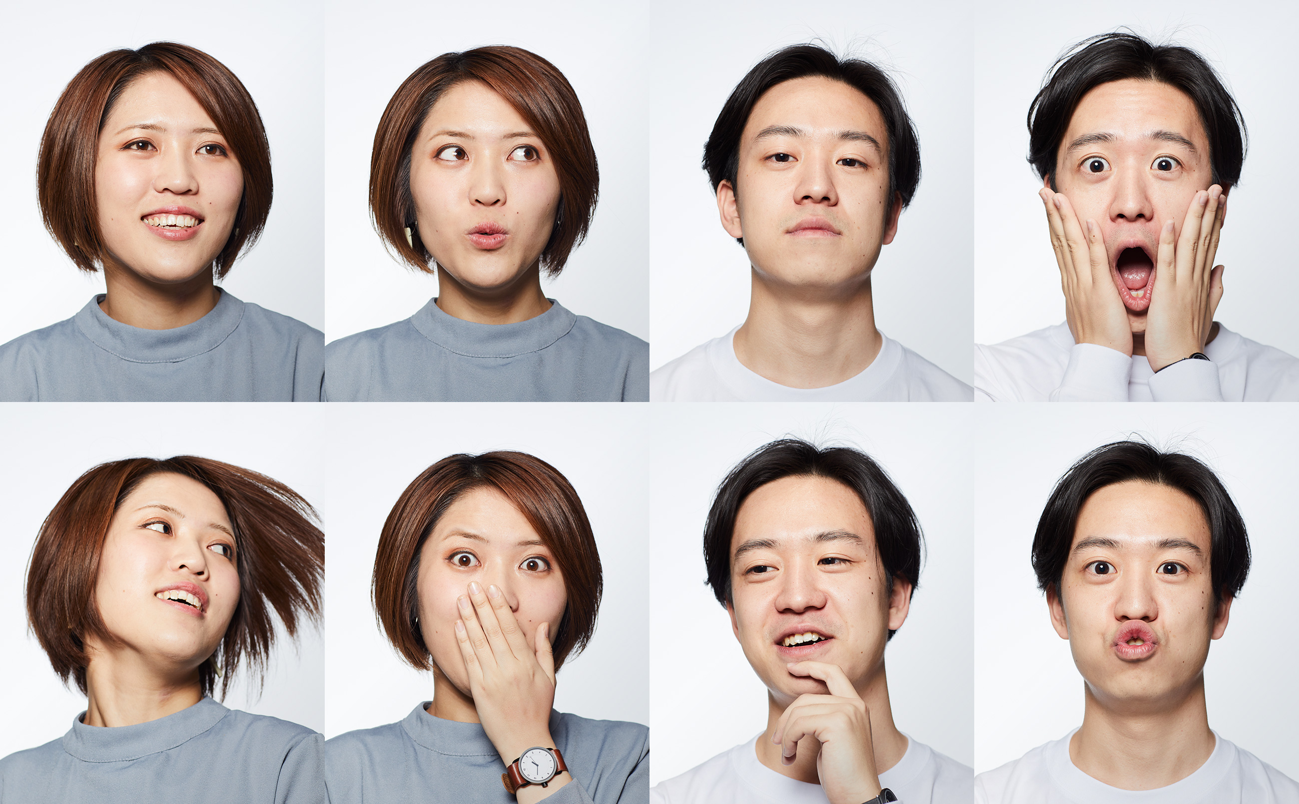 写真:デザイナー松本優子と飯田功太郎の様々な表情の顔写真