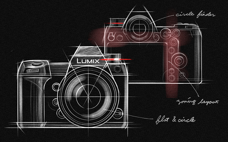 写真:デジタルカメラLUMIXのデザインスケッチ