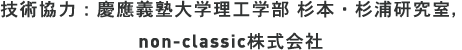 技術協力:慶應義塾大学理工学部 杉本・杉浦研究室,non-classic株式会社