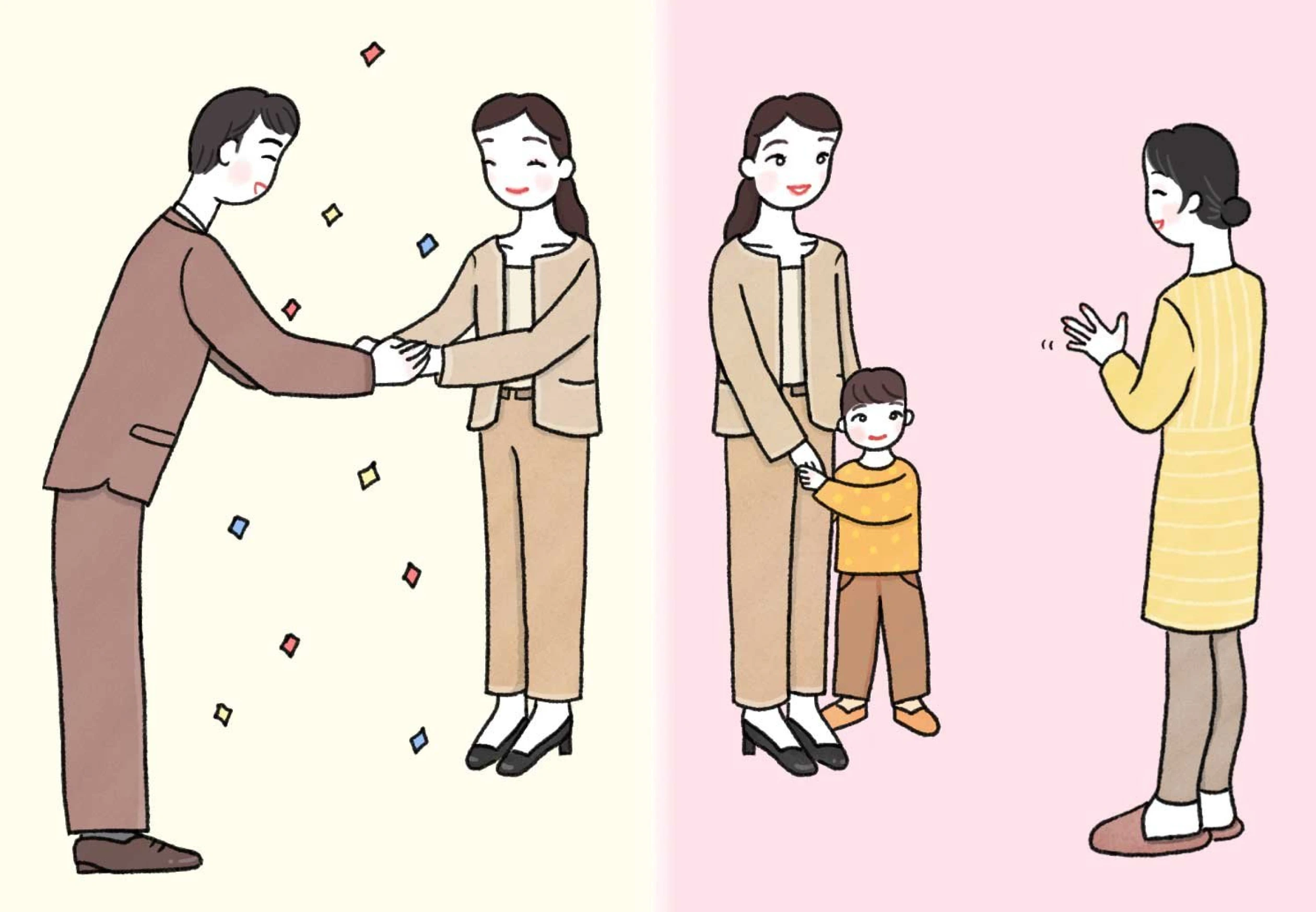 イラスト：女性が仕事と子育てを両立している様子