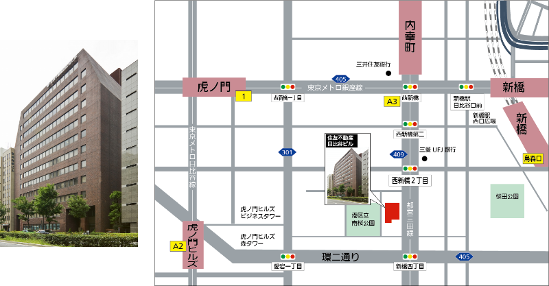 図：JR新宿駅から東京研修所までの地図