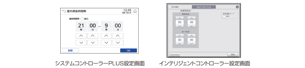 室外ユニットの運転音を抑え、夜間の静音性を確保する静音モード