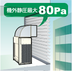 80Paの高機外静圧を実現