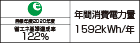 【省エネラベル】目標年度2020年度　省エネ基準達成率122%　年間消費電力量1592kWh/年