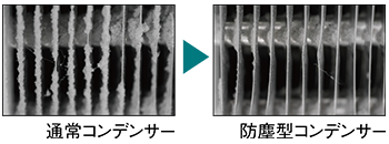 コンデンサー比較(左)通常(右)防塵型