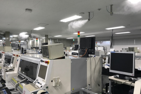 工場加湿用途の二流体ミストシステム