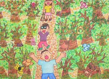 森の鳥と動物たち