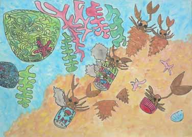 ペットボトルのキャップでくらすやどかりたち