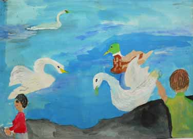 あぶくま川のハクチョウたち