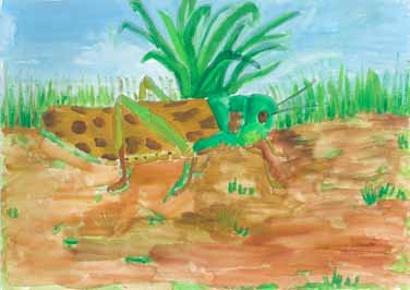 おいしいえさを探しているバッタ