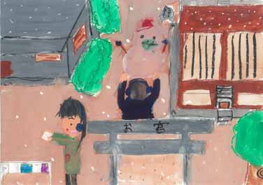 お宮に冬がきた