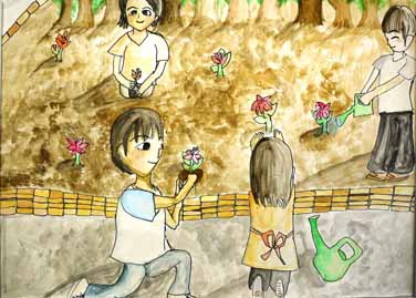 花壇に花を植えよう！