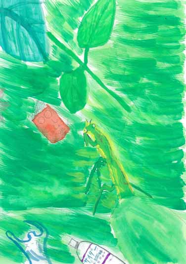 ゴミがある草はら