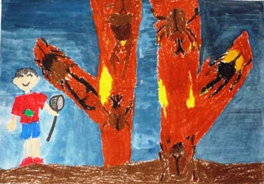 夜の森をさんぽするカブト虫たち