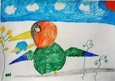 鳥がえさを食べている