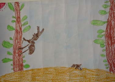 くわがた と かぶとむし が たたかっているところ