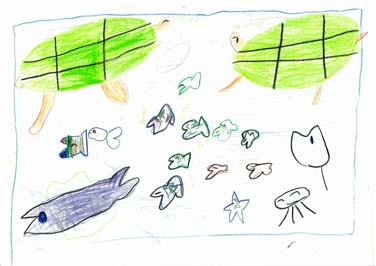 でかいさかなとかめとちいさいさかな