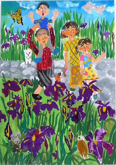 ハナショウブと家族でおさんぽ