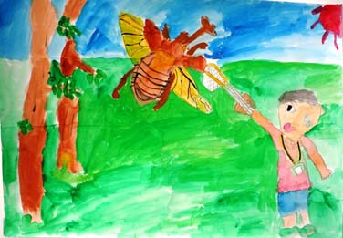 カブト虫つかまえたよ。