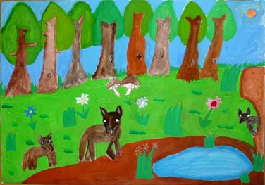 森の中のオオカミ