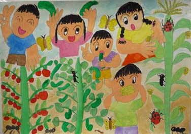 みんなで育てたお野菜はとってもおいしいよ。