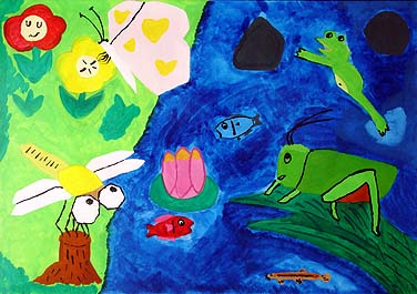 水ろにいた虫と魚たち