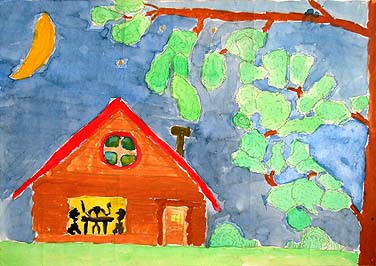 緑の中のログハウス