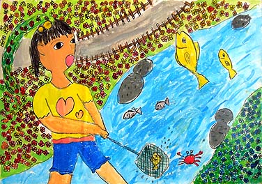 水も空気もきれいだから、魚もお花も元気だよ！！