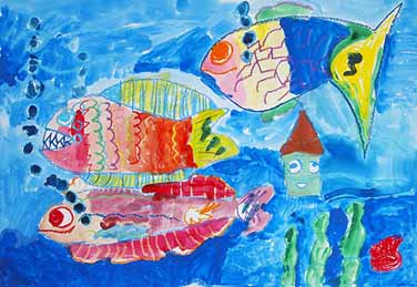 きもちよさそうにおよいでいるおさかなたち