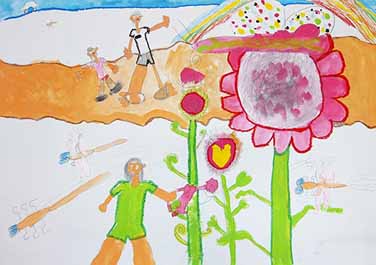 パパとこうえんのお花ばたけ