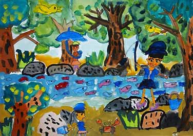 魚がいっぱいの川