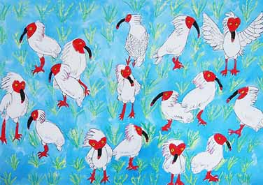 トキがいっぱいのたんぼ