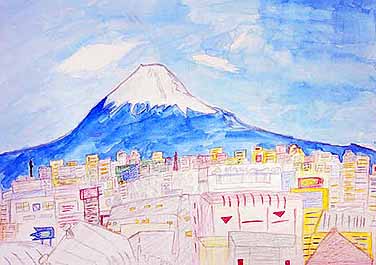 富士山とふもとの町