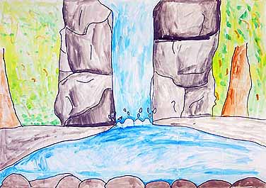 空気のきれいな自然の滝