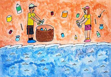 海でのゴミ拾い