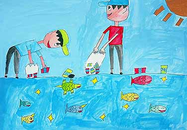 キレイな川で泳ぐ魚たち