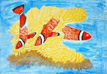 海の中にいるクマノミ