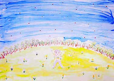 たくさんの植物ときれいな夜空