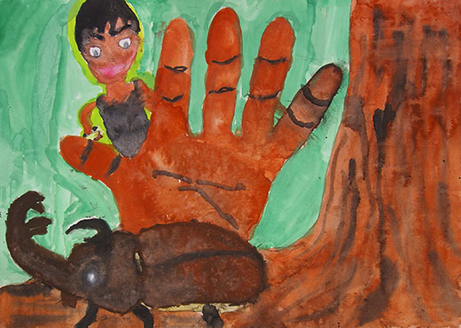 カブトムシ、つかまえた