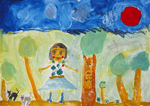 わぁ　しんしゅの動物もいるし、空も近いなぁ