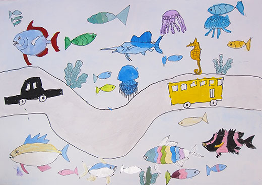 魚を見ながら水中ドライブ