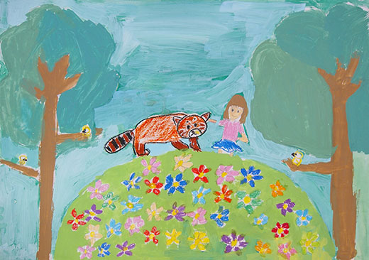 あらいぐまと遊ぶ