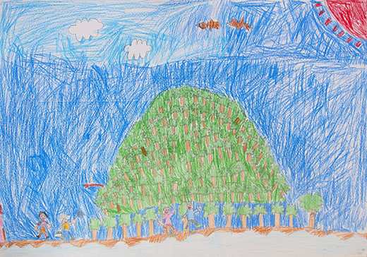 山には木がたくさんある