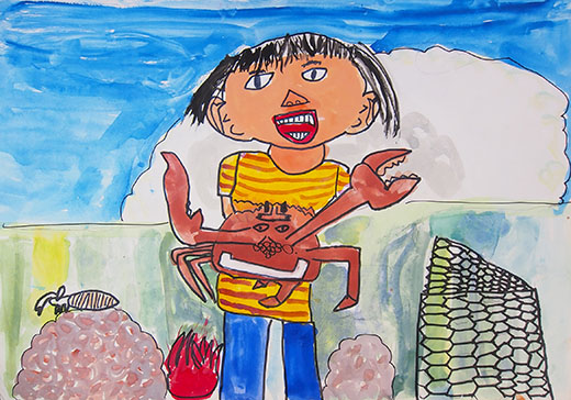 カニをつかまえたよ