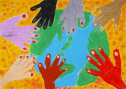 地きゅうと手と手