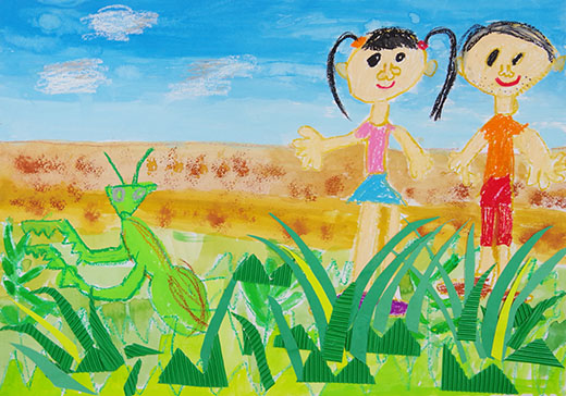 かまきりを見つけたよ