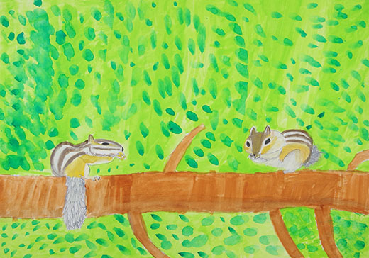 木の実を食べるリス