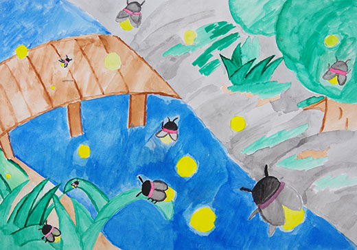 ホタルと森の光