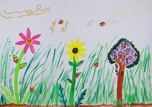 てんとう虫はどの花に止まるかな？