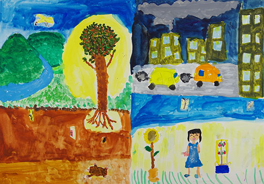 町の様子と森の様子